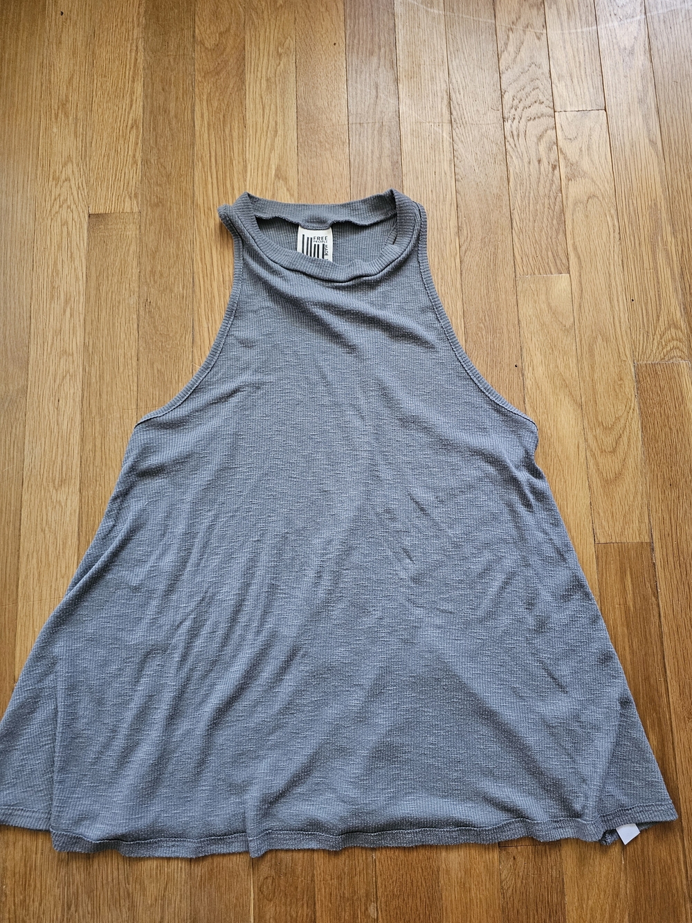 Free People Slate Gray Ribbed High Neck Tank